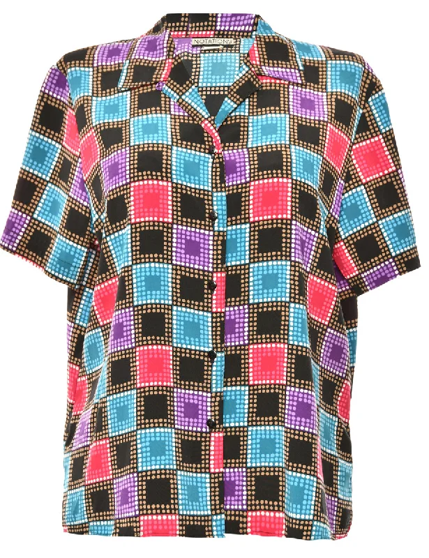 Multi Colour Notations Blouse - M Stylish Wrap Blouse