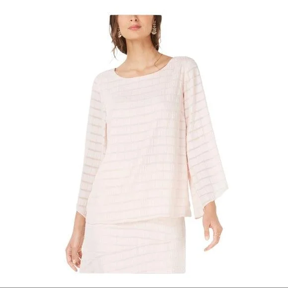 Pastel Pink Wide Neck A-Line Sleeve Textured Pullover Lined Blouse Feminine Pastel Blouse Pastel Pink Wide Neck A-Line Sleeve Textured Pullover Lined Blouse Feminine Pastel Blouse