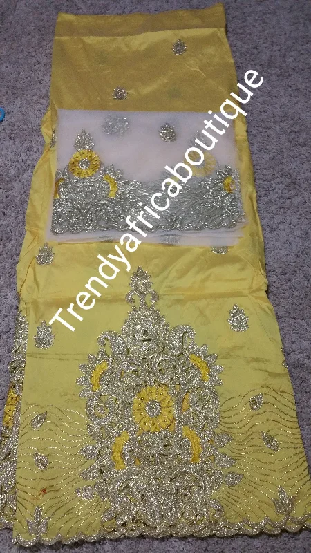 Small-George. Taffeta embriodery silk George wrapper + matching net blouse. Sweet yellow wrapper/off white blouse Satin Long Blouse Small-George. Taffeta embriodery silk George wrapper + matching net blouse. Sweet yellow wrapper/off white blouse Satin Long Blouse