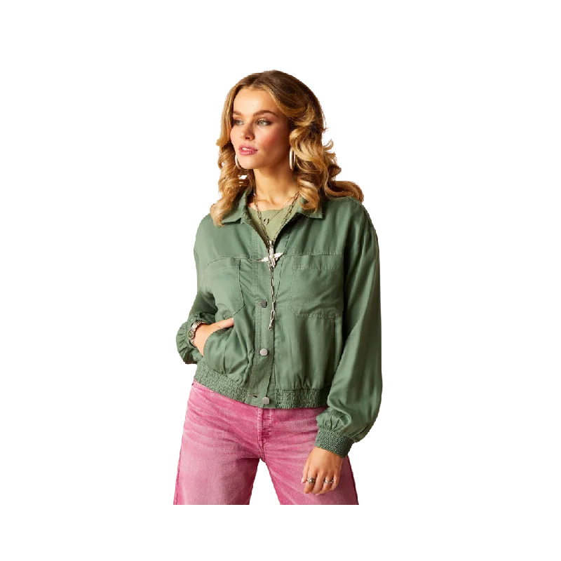 Ariat Women's Edgerton Duck Green Jacket Knit Fabric Woven Fabric Fleece Fabric