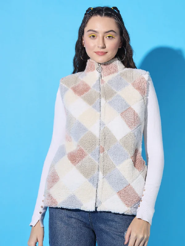 TANDUL  Women Printed Tailored Jacket Fleece Jacket Down Jacket Parka