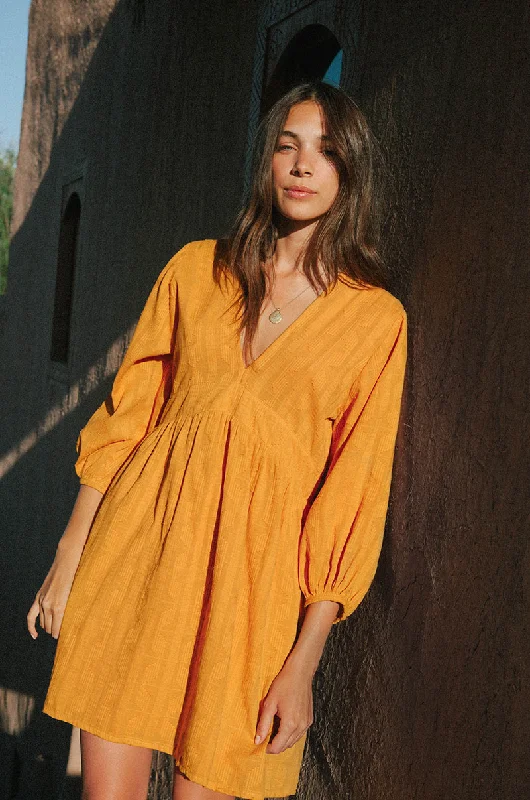 ALMA Mini Dress - marigold cotton Fashionable Summer Mini Dress