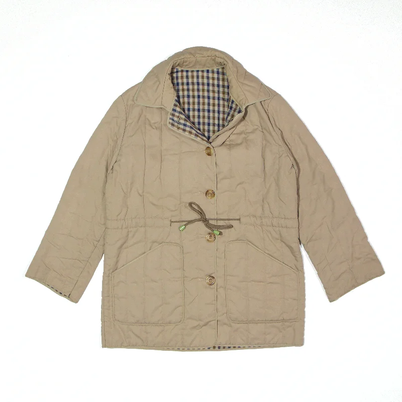 AQUASCUTUM Padded Jacket Beige Womens M Print Jacket Jacquard Jacket Patchwork Jacket AQUASCUTUM Padded Jacket Beige Womens M Print Jacket Jacquard Jacket Patchwork Jacket