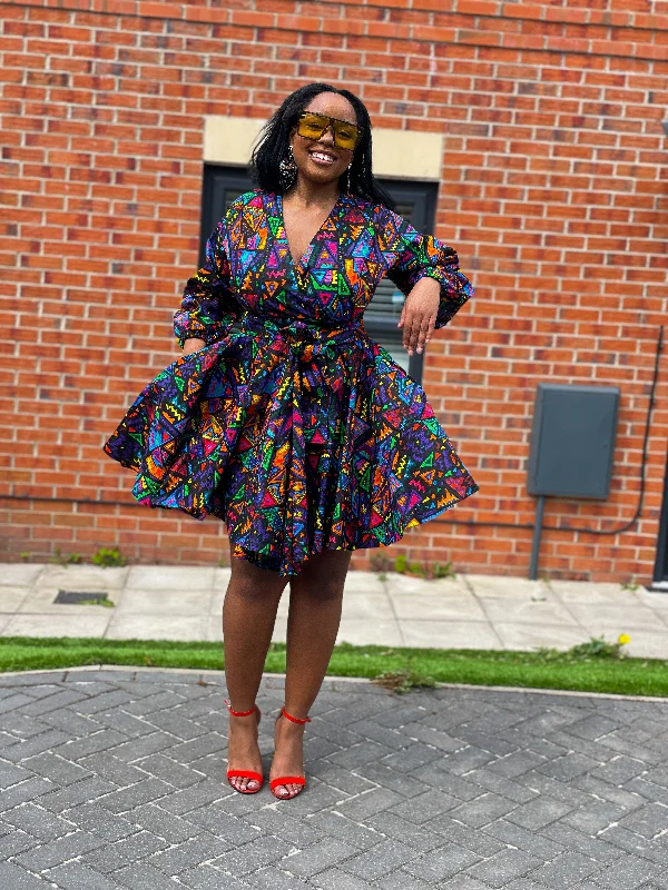 Asher Ankara Mini Dress | African Print Comfortable Boho Mini Dress