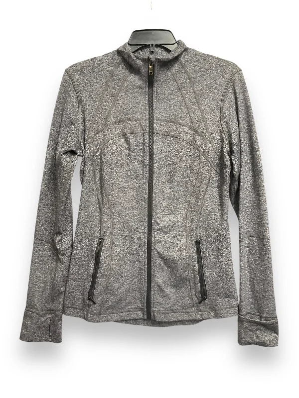 Athletic Jacket By Lululemon In Grey, Size: L A-Line Jacket Boat Neck Shawl Collar