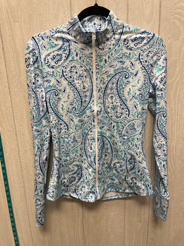 Athletic Jacket By Sigrid Olsen In Blue & White, Size: S Oversized Jacket Tailored Jacket Straight Jacket Athletic Jacket By Sigrid Olsen In Blue & White, Size: S Oversized Jacket Tailored Jacket Straight Jacket