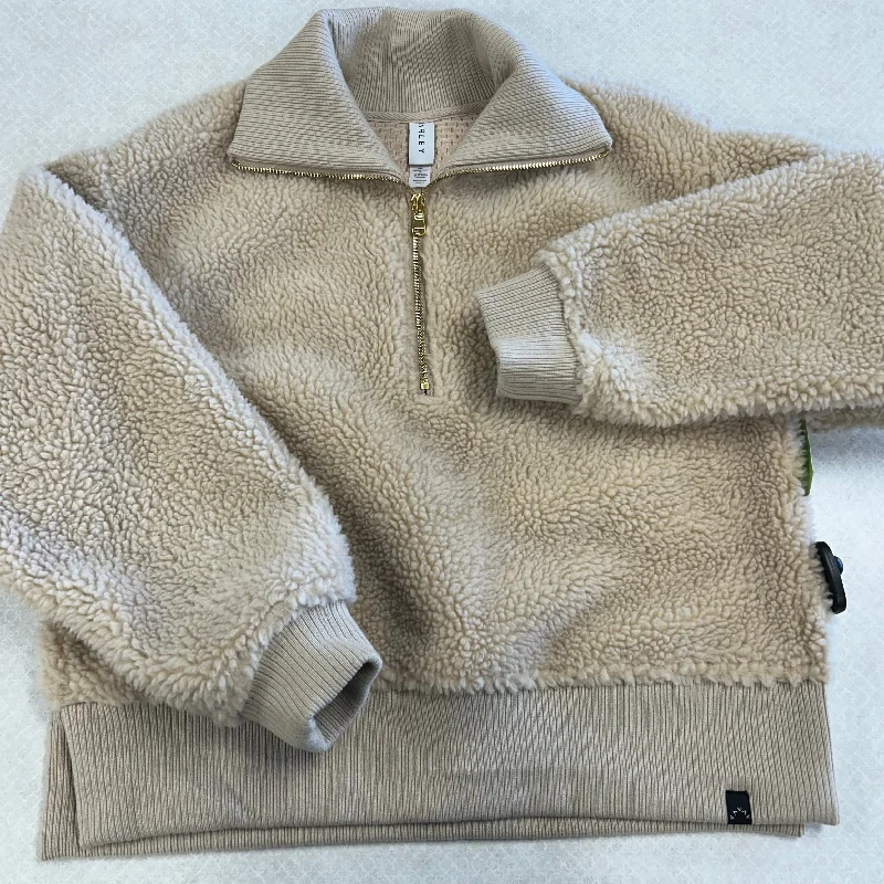 Athletic Jacket By Varley In Tan Fleece Fabric Down Fabric Feather Fabric