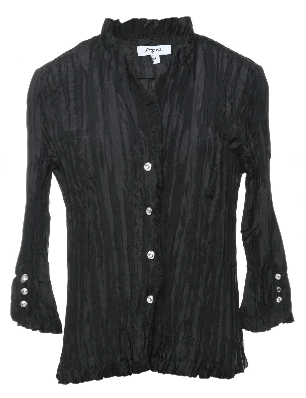 Black Diamonte Button Evening Jacket - M Tiered Jacket Buttoned Jacket Zippered Jacket Black Diamonte Button Evening Jacket - M Tiered Jacket Buttoned Jacket Zippered Jacket