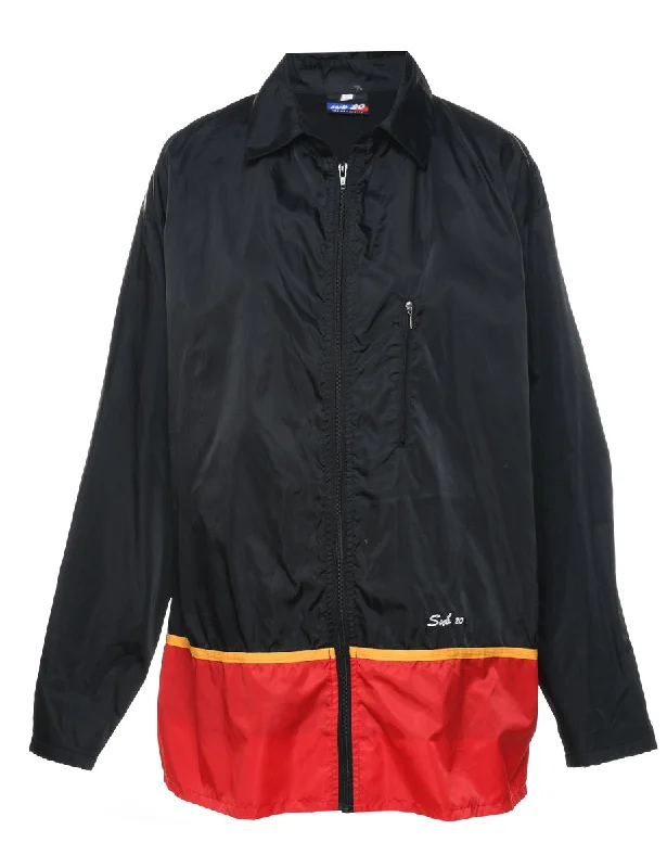 Black, Red & Yellow Nylon Jacket - L Quilted Jacket Puffer Jacket Insulated Jacket