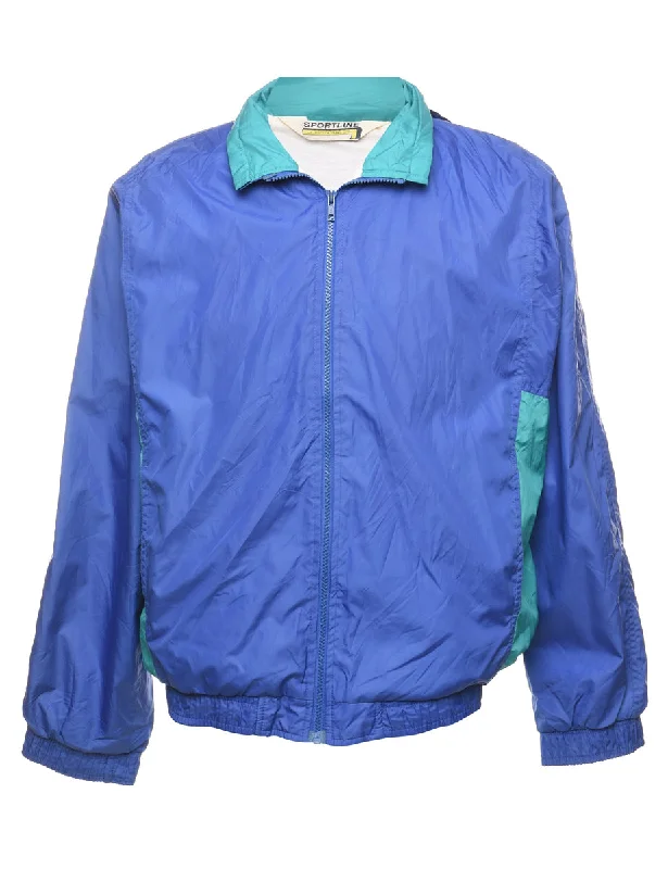 Blue & Turquoise Zip-Front Nylon Jacket - L Striped Jacket Polka Dot Jacket Floral Jacket Blue & Turquoise Zip-Front Nylon Jacket - L Striped Jacket Polka Dot Jacket Floral Jacket