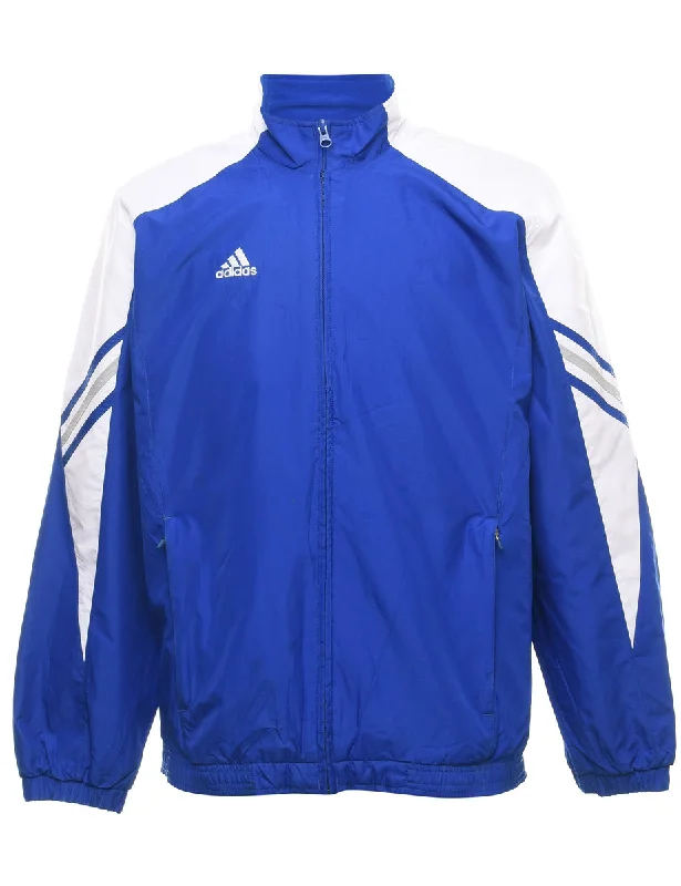 Blue & White Adidas Nylon Jacket - L Knit Fabric Woven Fabric Fleece Fabric
