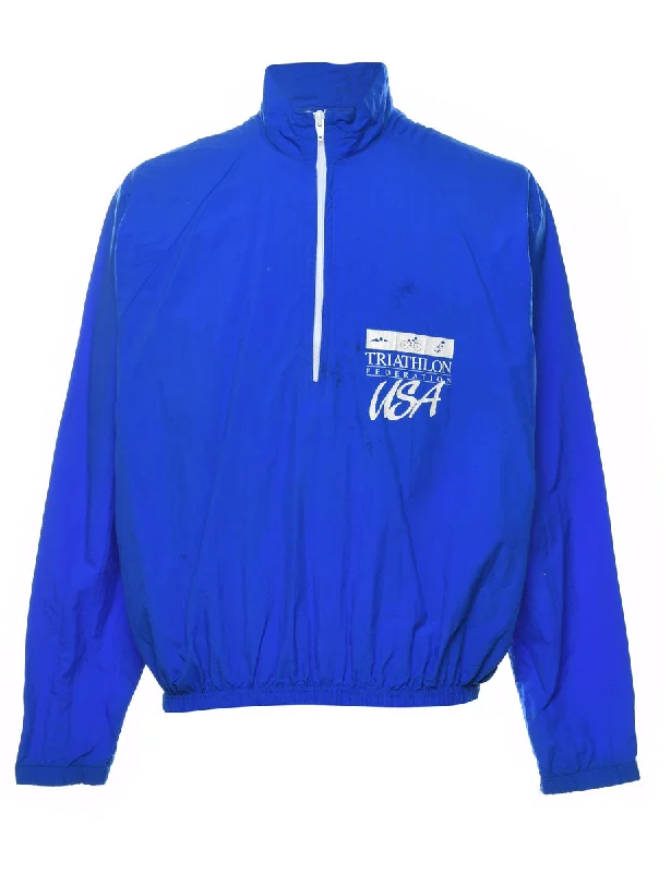Blue & White Triathlon Nylon Jacket - L Anorak Shell Jacket Lightweight Jacket