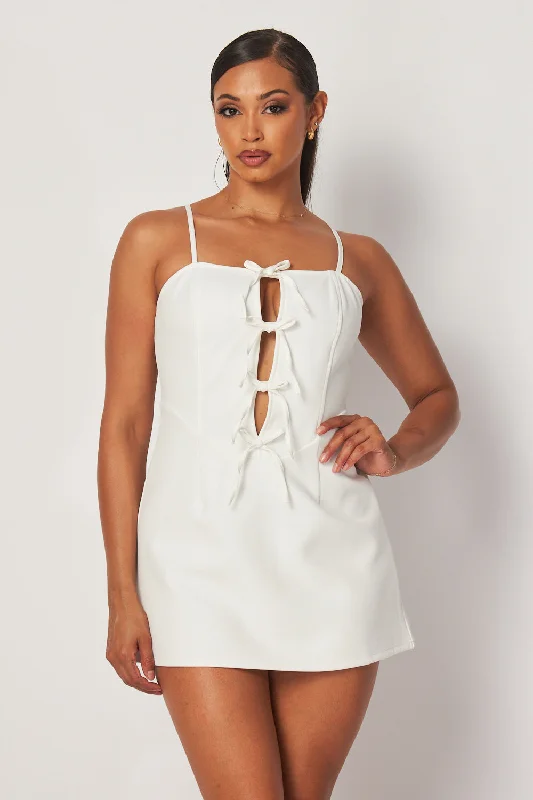 Darian Bow Detail Keyhole Mini Dress Stylish Spaghetti Strap Mini Dress