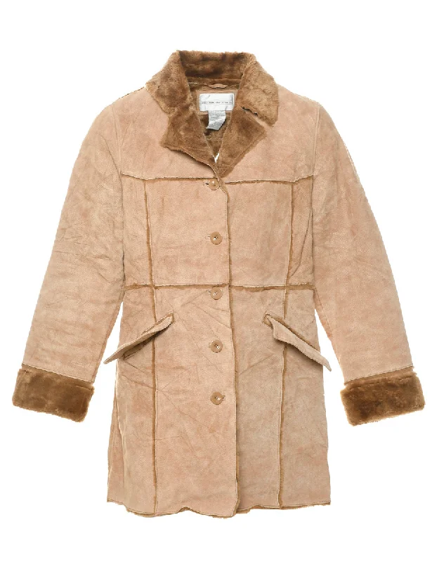 Brown Faux Shearling Suede Jacket - M Corduroy Jacket Velvet Jacket Brocade Jacket