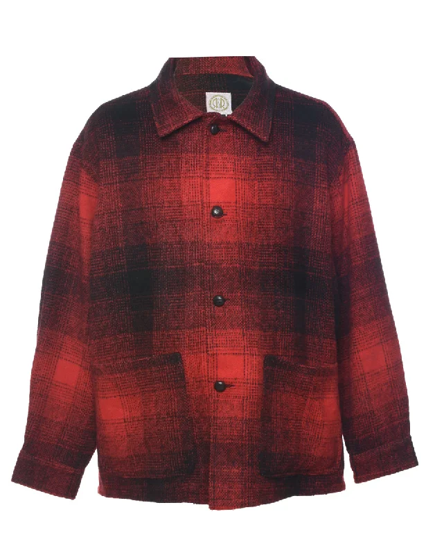 Buffalo Check Jacket - L Faux Fur Jacket Real Fur Jacket Shearling Jacket