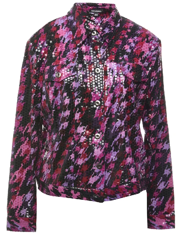 Button Front Evening Jacket - L Striped Jacket Polka Dot Jacket Floral Jacket