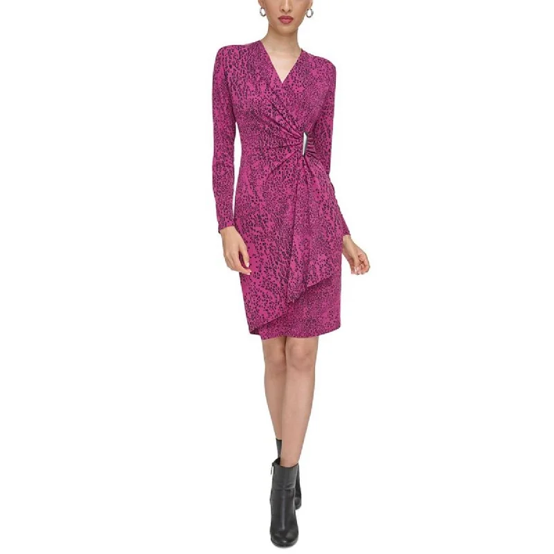 Calvin Klein Womens Above Knee Gathered Mini Dress Comfortable Shift Mini Dress