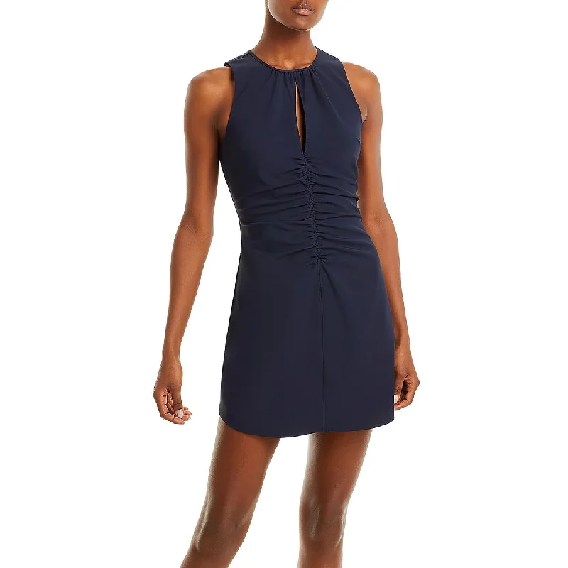 Cinq a Sept Womens Ruched Keyhole Mini Dress Trendy Crossover Mini Dress