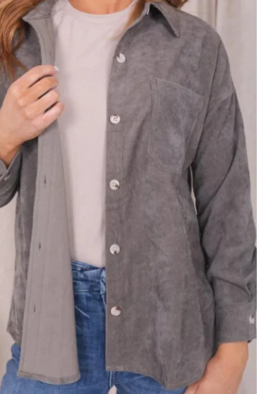Corduroy Button Up Jacket Hooded Jacket Caped Jacket Shawl Collar Jacket