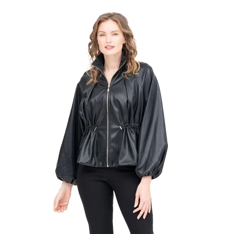 Damee NYC Vegan Leather Drawstring Jacket - 4899 Knit Jacket Woven Jacket Fleece Jacket Damee NYC Vegan Leather Drawstring Jacket - 4899 Knit Jacket Woven Jacket Fleece Jacket