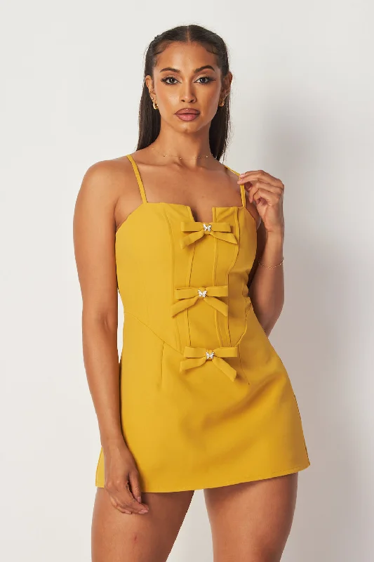 Grace Bow Detail Sleeveless Mini Dress Stylish Summer Mini Dress