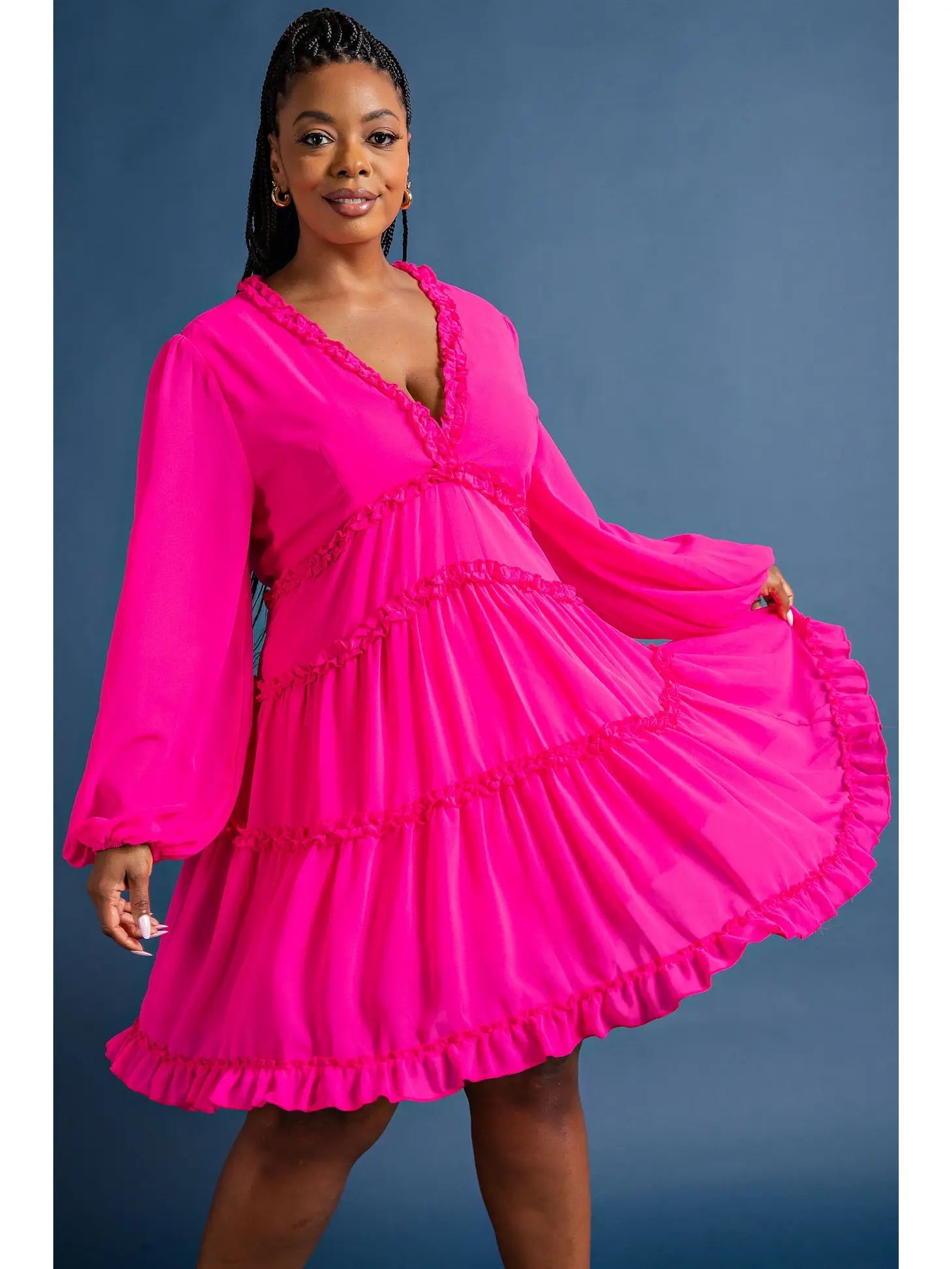 Elise Mini Dress - Plus Size- FINAL SALE ITEM Trendy Crossover Mini Dress