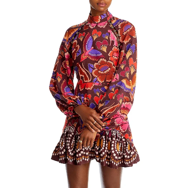 FARM Rio Womens Floral Fit & Flare Mini Dress Comfortable Wrap Mini Dress