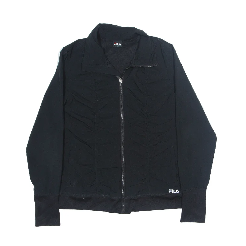 FILA Sport Mesh Lined Ruched Track Jacket Black Womens M Corduroy Jacket Velvet Jacket Brocade Jacket