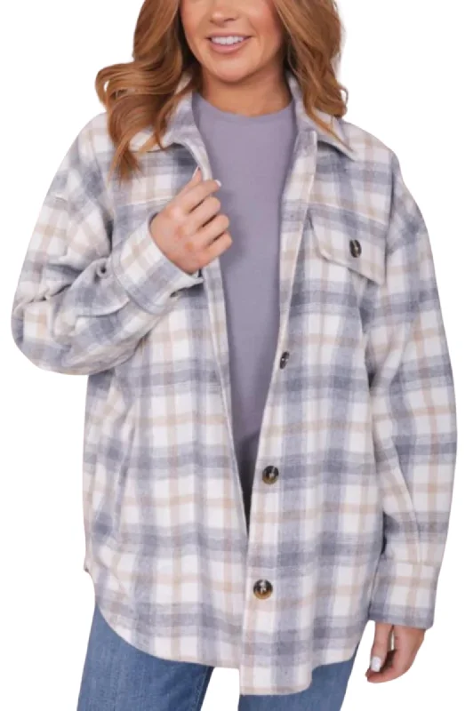 Flannel Shirt Jacket with Pockets (polar blue & apple cider) Ribbed Jacket Pleated Jacket Ruffled Jacket Flannel Shirt Jacket with Pockets (polar blue & apple cider) Ribbed Jacket Pleated Jacket Ruffled Jacket