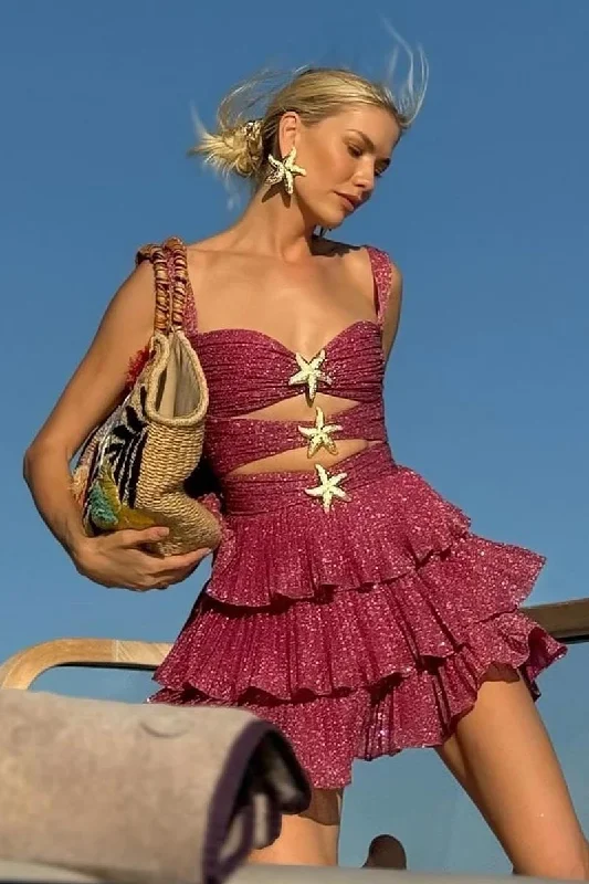 Flirty Emotions Sparkly Mini Dress Comfortable Fit-and-Flare Mini Dress