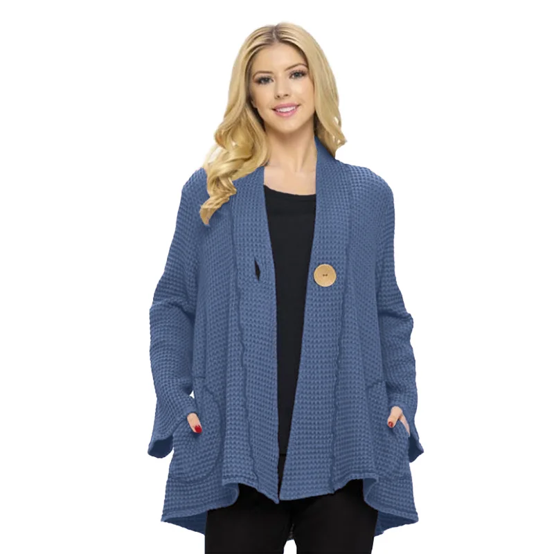Focus One-Button Waffle Jacket in Blue Indigo - BW-117-IND Jacket Blazer Coat