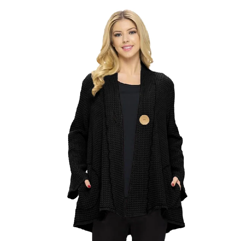 Focus One-Button Waffle Jacket in Black- BW-117-BLK Tailored Jacket Straight Jacket A-Line Jacket Focus One-Button Waffle Jacket in Black- BW-117-BLK Tailored Jacket Straight Jacket A-Line Jacket