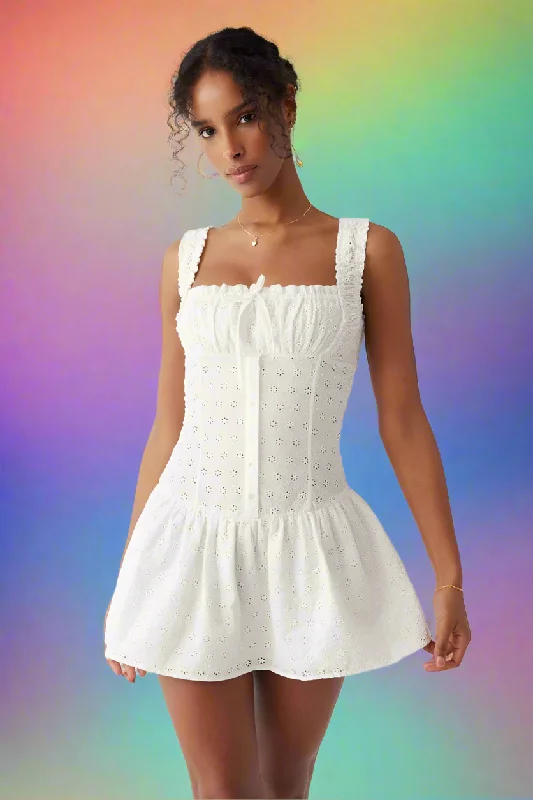 Frankies Bikinis Christa Eyelet Mini Dress as seen on Hailey Baldwin Elegant Mini Dress with Pleats Frankies Bikinis Christa Eyelet Mini Dress as seen on Hailey Baldwin Elegant Mini Dress with Pleats