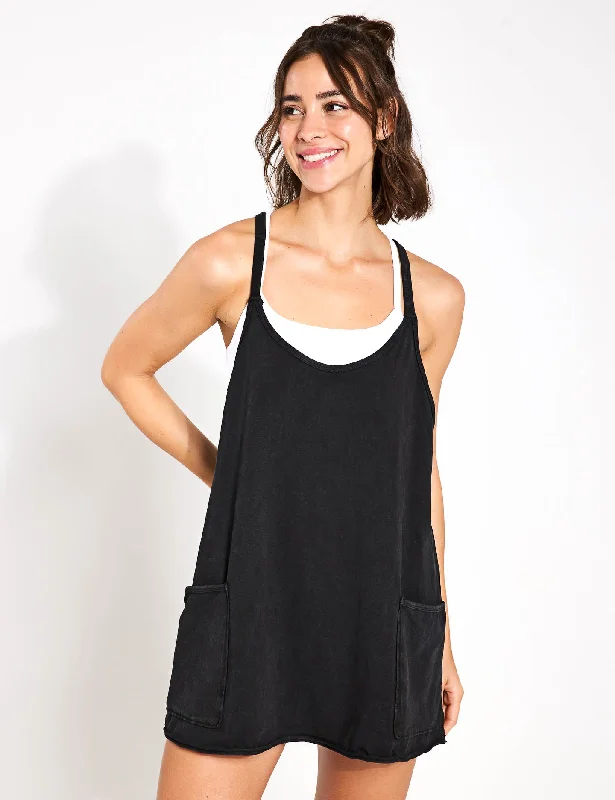 Hot Shot Mini Dress - Black Cozy Cotton Mini Dress