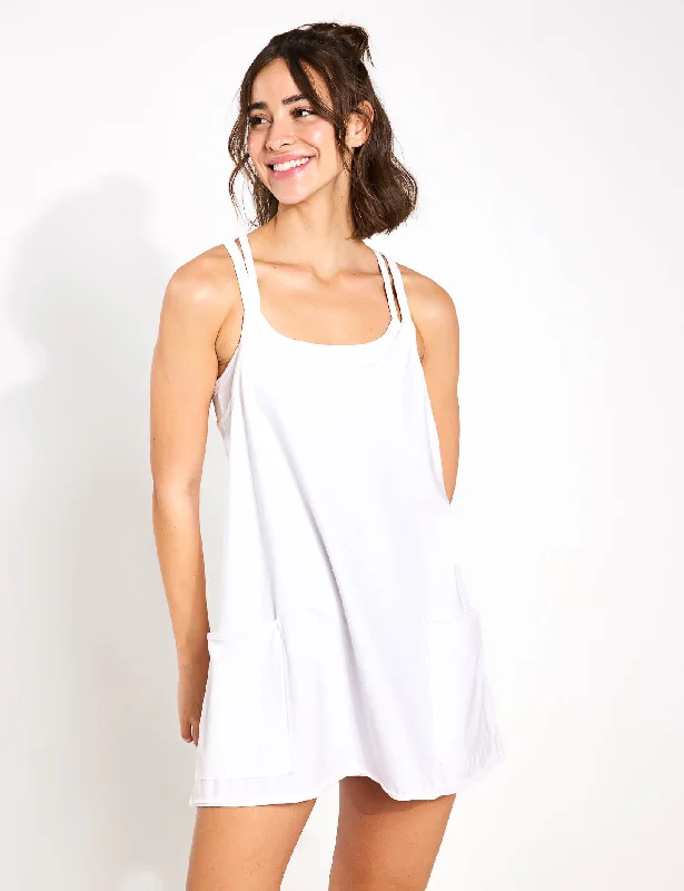 Hot Shot Mini Dress - White Cozy Satin Mini Dress