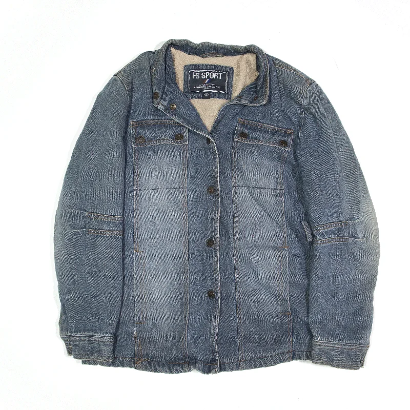 FS SPORT Fleece Lined Jacket Blue Denim Womens L Cardigan Sweater Pullover