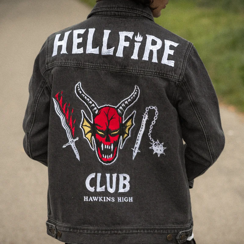 Hellfire Club Denim Jacket Snapped Jacket Toggled Jacket Drawstring Jacket