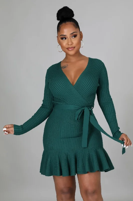 Hunter Green Fit &  Flare Mini Dress Fashionable Lace Mini Dress