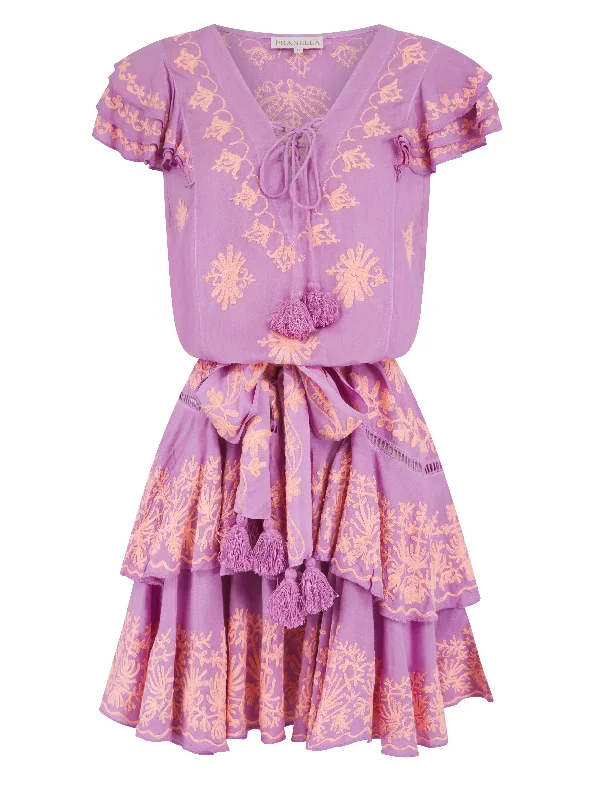 Iona Lilac Peach Mini Dress Cozy Knitted Mini Dress