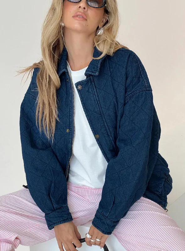 Kenny Bomber Jacket Dark Denim Herringbone Jacket Houndstooth Jacket Plaid Jacket