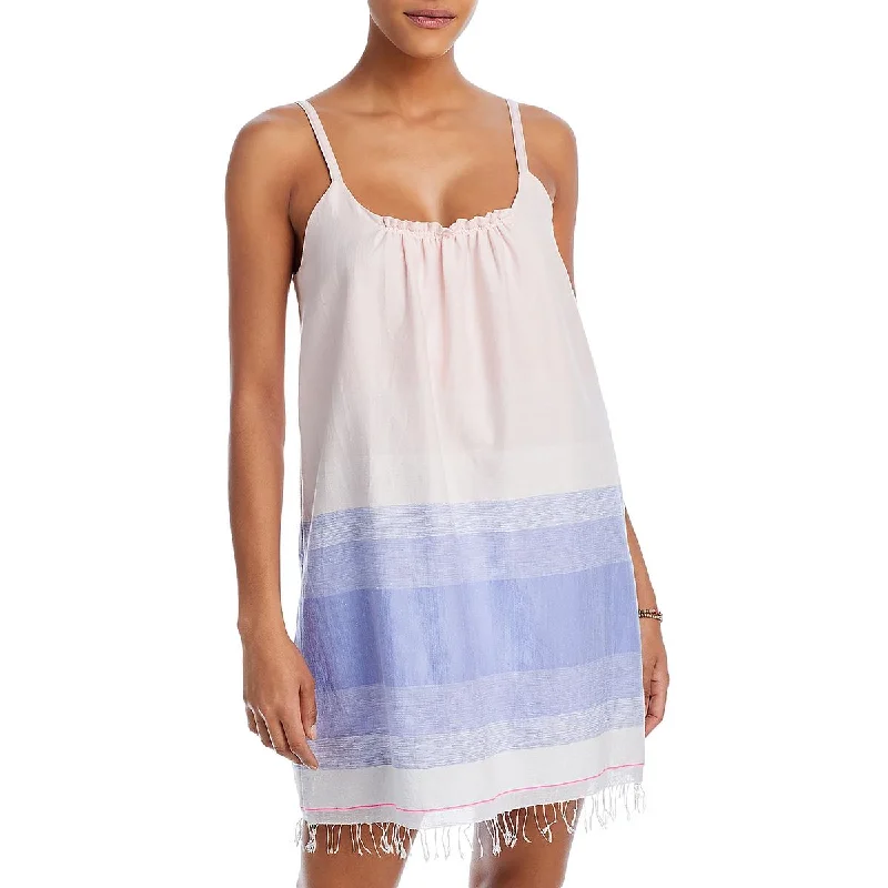 Lemlem Womens Cotton Printed Mini Dress Fashionable Lace-Trim Mini Dress