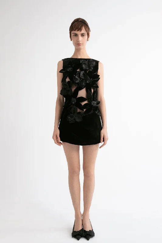 Low back mini dress with cut-outs Comfortable One-Shoulder Mini Dress