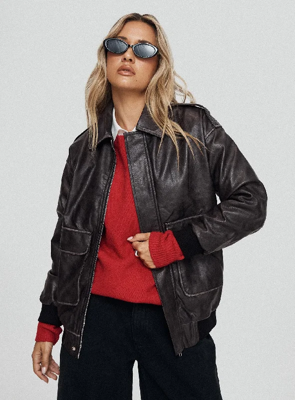 Maiyas Faux Leather Jacket Washed Brown Insulated Jacket Fitted Jacket Loose Jacket Maiyas Faux Leather Jacket Washed Brown Insulated Jacket Fitted Jacket Loose Jacket