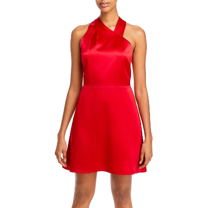 Milly Womens Tiffany Hammered Satin Mini Dress Classic Casual Mini Dress