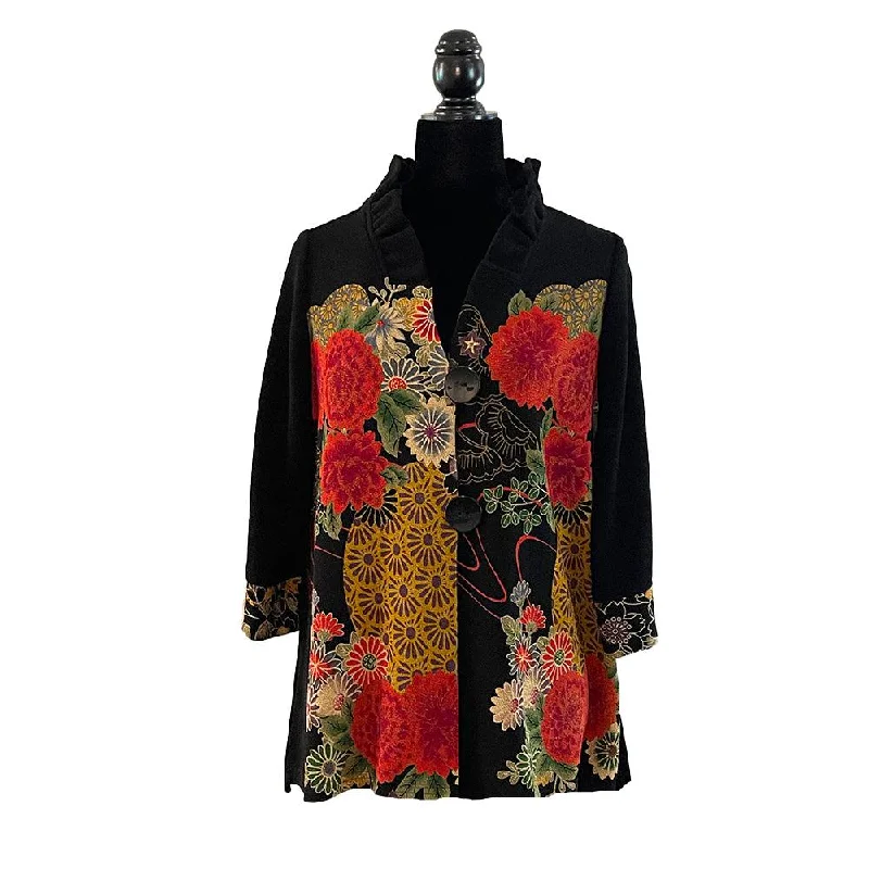 Moonlight Asian Inspired Textured Floral-Print Jacket - CM-114 - Size S Only! Knit Jacket Woven Jacket Fleece Jacket Moonlight Asian Inspired Textured Floral-Print Jacket - CM-114 - Size S Only! Knit Jacket Woven Jacket Fleece Jacket