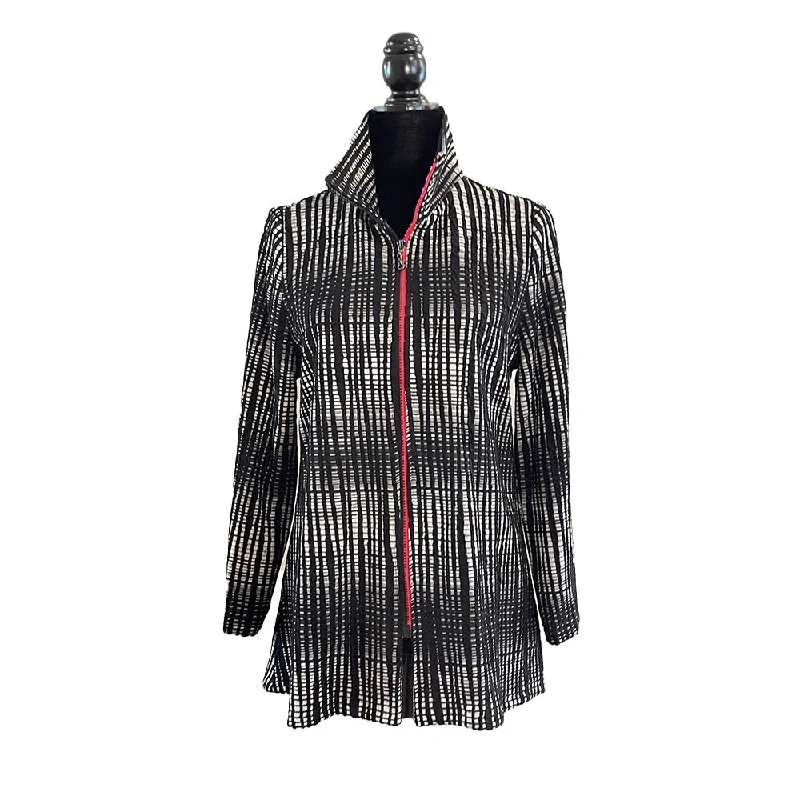 Moonlight Windowpane Fit & Flare Jacket - 3925 Zippered Front Buttoned Front Snap Front Moonlight Windowpane Fit & Flare Jacket - 3925 Zippered Front Buttoned Front Snap Front