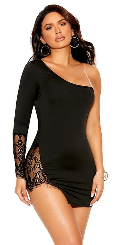 Off Shoulder Lycra and Lace Mini Dress Comfortable Boho Mini Dress