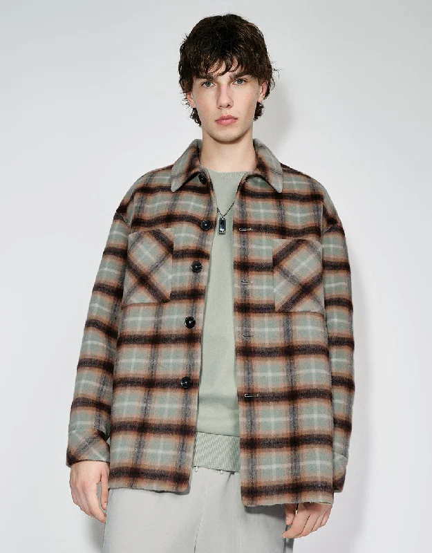 Plaid Straight Woolen Jacket Cotton Jacket Linen Jacket Terry Jacket