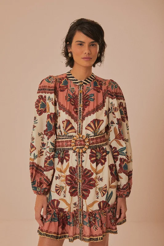 Cream Riad Mini Dress Comfortable Shift Mini Dress