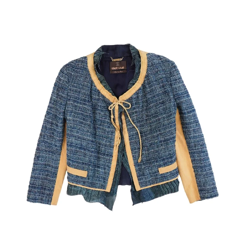 Roberto Cavalli Tweed Jacket - Women's 48 Fleece Fabric Down Fabric Feather Fabric